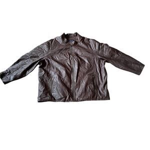 RoundTree and Yorke Brown Faux Leather Bomber Jacket 4XT Women’s Coat Preloved